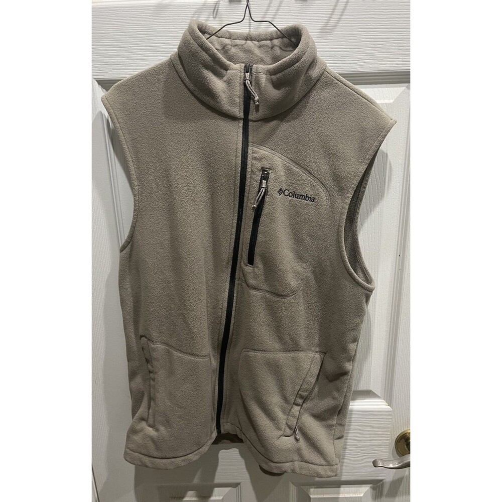 Columbia Fleece Vest Brown Mens M Sleeveless Full Zip